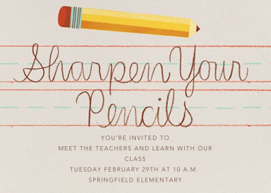 Sharpen Your Pencils - Meet the Teacher Invitation by Paperless Post