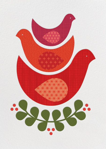 Three Little Birds - Christmas Card by Petit Collage