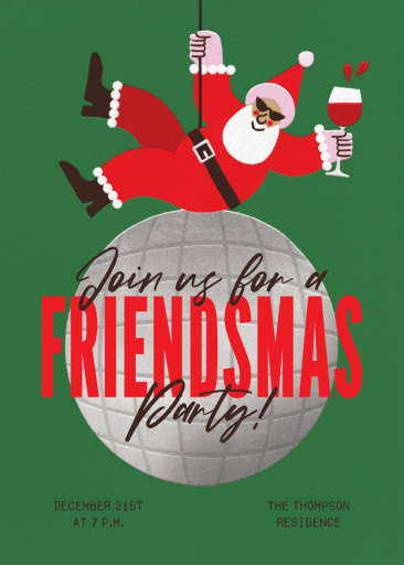 Santa Disco Friendsmas Invitation