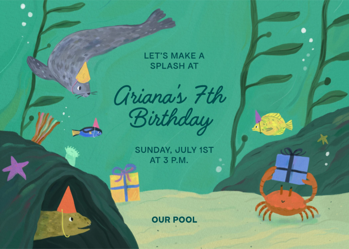 Underwater Seal Party Invitation