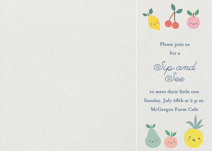 Cute Fruit Photo - Sip and See Invitation by Little Cube