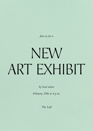 Mint - Art Exhibition Invitation by Paperless Post