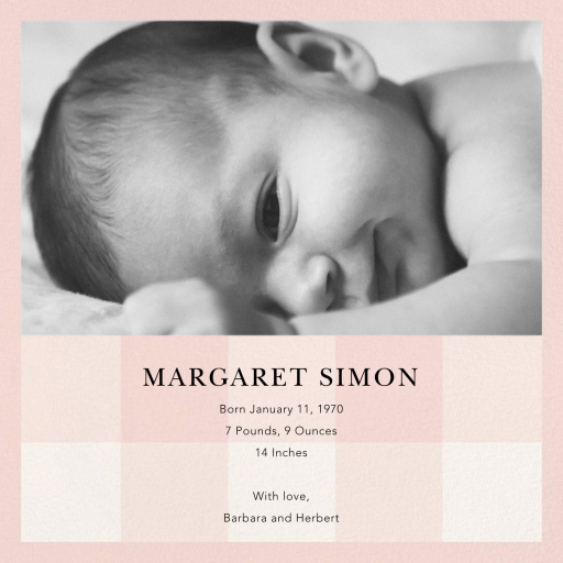 Buffalo Check (Photo) - Birth Announcement by Oscar de la Renta