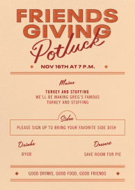 Potluck Menu - Friendsgiving Invitation by Paperless Post