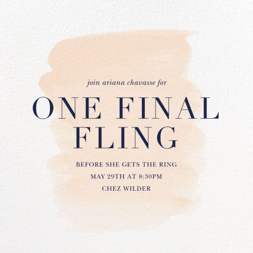 Basic Brushstroke - Bachelorette Party Invitation by Sugar Paper