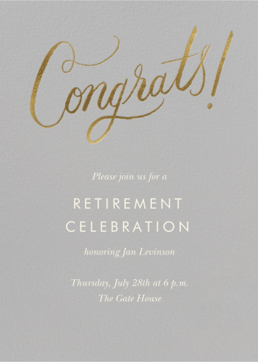Golden Congrats - Retirement and Farewell Party Invitation by Rifle Paper Co.
