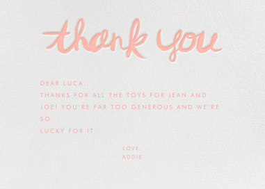 Brushed Thank You - Thank You Card by Linda and Harriett