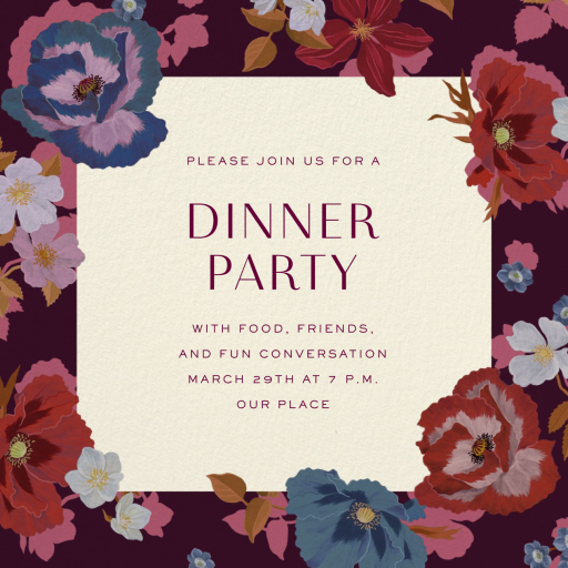 Deep Floral Border - Dinner Party Invitation by Liberty