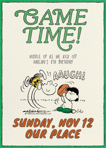 Peanuts Football Birthday Invitation