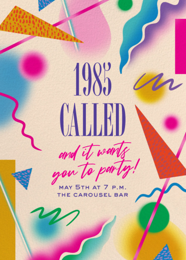 Retro Memphis Geometric Invitation