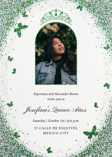 Sparkling Butterfly - Quinceañera Invitation by Paperless Post