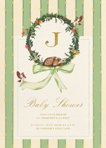 Fawn Wreath - Baby Shower Invitation by sketch-design-studio