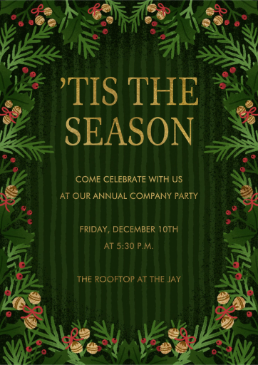 Green Holiday Foliage Invitation
