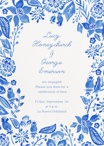 Blue Floral - Engagement Party Invitation by Paper Source