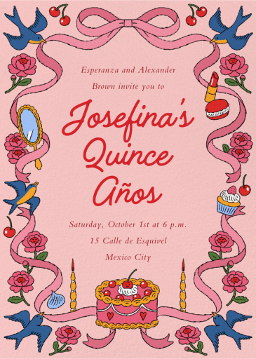 Sweet and Pink - Quinceañera Invitation by Min Heo