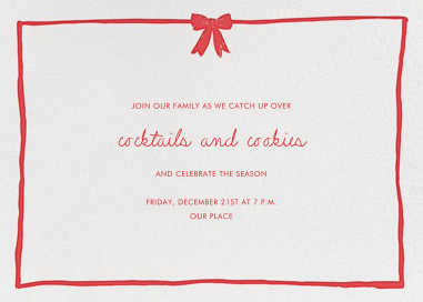 Red Party Bow - Holiday Party Invitation by Linda and Harriett