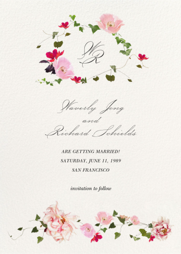 Floral Vine Monogram - Save the Date by  Monique Lhuillier