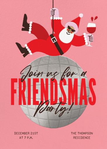 Disco Santa Friendsmas Invitation