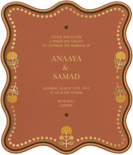 Wavy With Yellow Flowers - Wedding Invitation by Chand Sitara