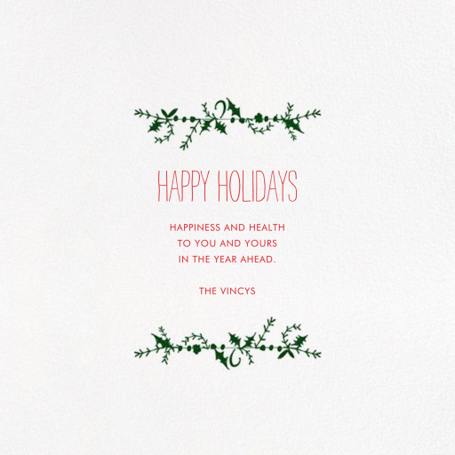 Holly on the Banister - Holiday Card by Mr. Boddington's Studio - Back