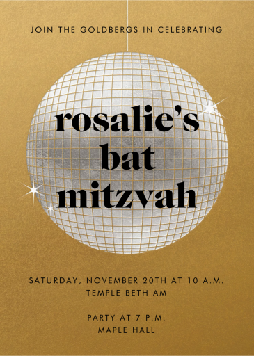 Sparkly Disco Ball - Bar & Bat Mitzvah Invitation by Paperless Post