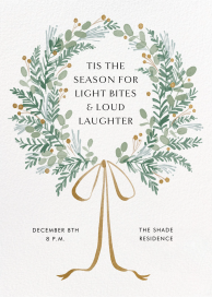 Watercolor Holly Wreath - Christmas Party Invitation by Paperless Post