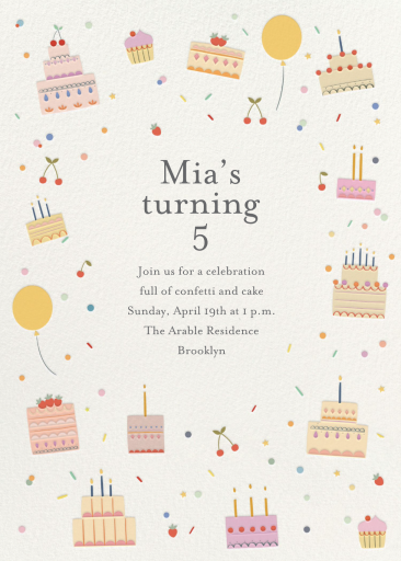 Floating Cakes - Birthday Invitation by Little Cube