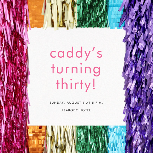 Rainbow Tinsel Fringe Border - Invitation by CONFETTISYSTEM