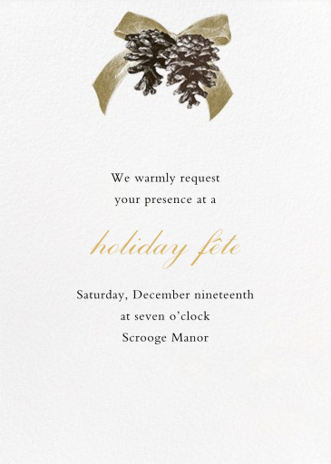 Pine Cone Bow - Holiday Party Invitation by Paperless Post