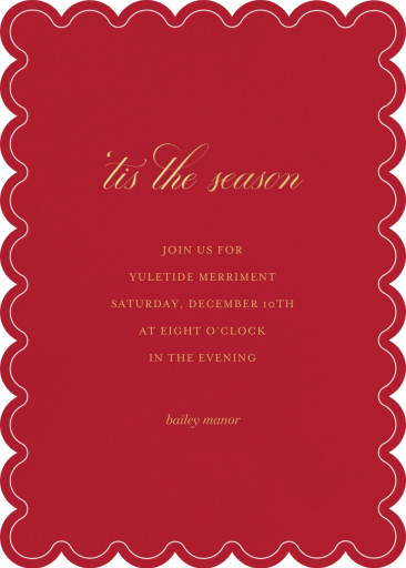 Red Scalloped Holiday Invitation