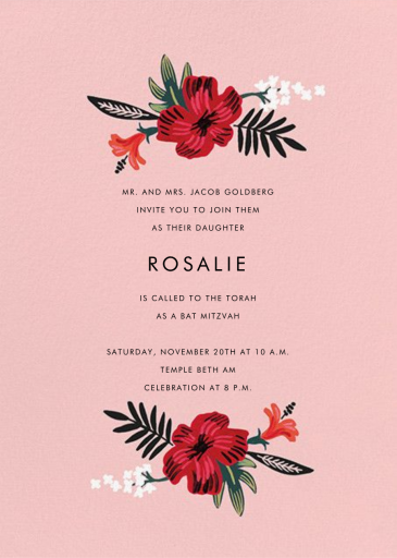 Kona Floral - Bar & Bat Mitzvah Invitation by Rifle Paper Co.