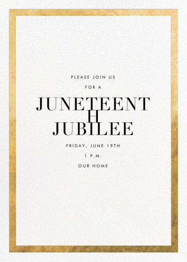 Simple Gold Border - Juneteenth Invitation by Paperless Post