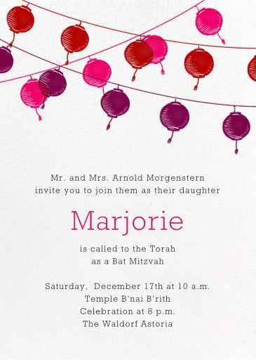 Golden String Lanterns - Bar & Bat Mitzvah Invitation by Paperless Post