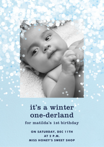 Snow Flurry Photo - First Birthday Invitation by Paperless Post
