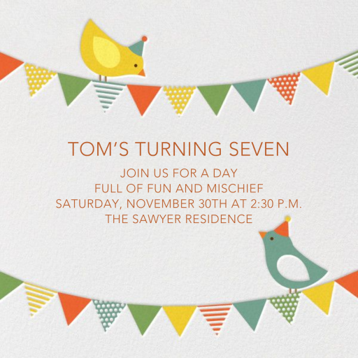 Bird Party - First Birthday Invitation by Petit Collage