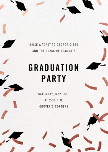 Graduation Caps and Confetti - Graduation Party Invitation by Paperless Post