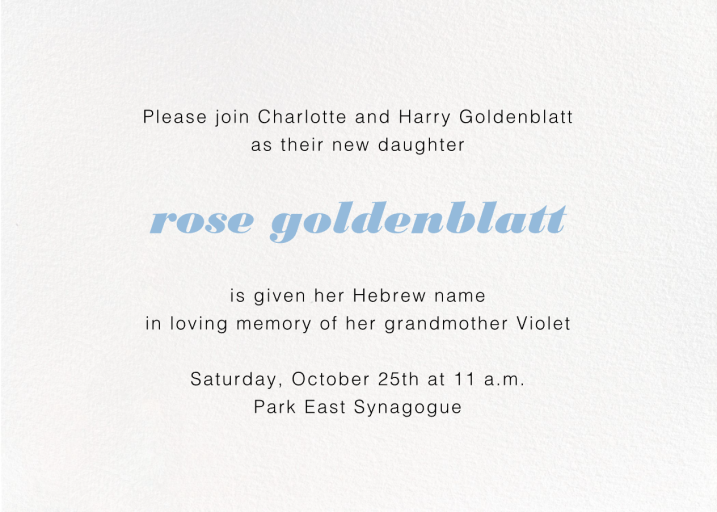 Full-Page Photo Horizontal (Double-Sided) - Bris/Baby Naming Invitation by Paperless Post - Back