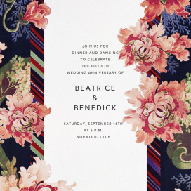 Rose Floral Ikat (Square) - 50th Anniversary Invitation by Oscar de la Renta
