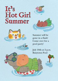 Hot Girl Pool Party - Summer Party Invitation by Richard Scarry