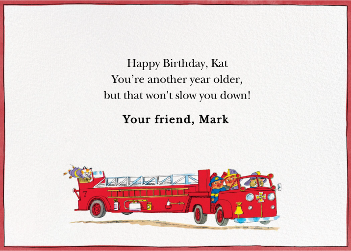 Emergency - Birthday Card by Richard Scarry - Back