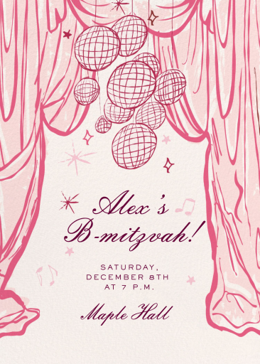 Pink Disco Ball Curtain Invitation
