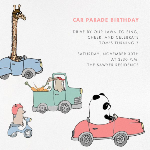 Automotive Animals - Birthday Invitation by Paperless Post