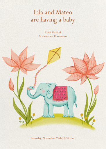 Elephant and Kite - Baby Shower Invitation by Chand Sitara
