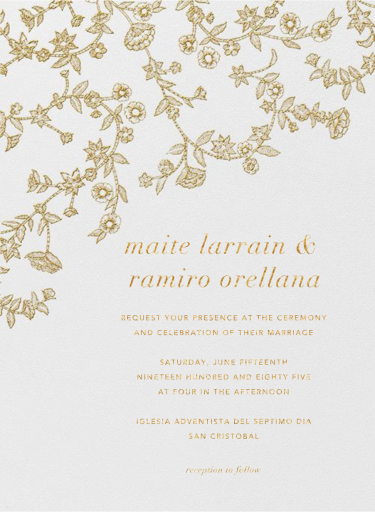 Stitched Floral I - Invitation by Oscar de la Renta