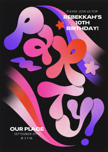 Retro Rainbow Stars Invitation