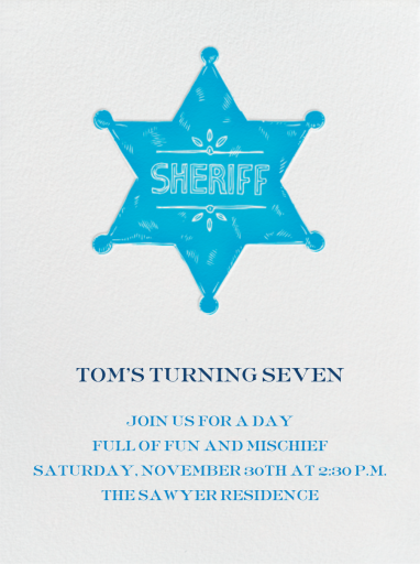 Sheriff Badge - Birthday Invitation by Paperless Post