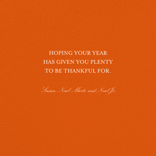 Happy Thanksgiving Script - Business Thanksgiving Card by Bernard Maisner - Back