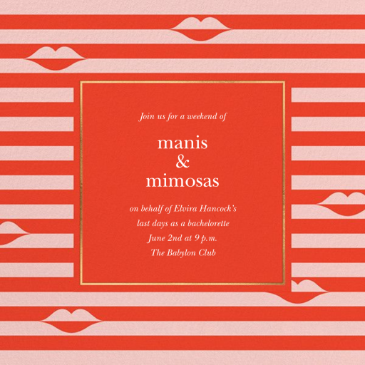 Sealed Lips - Bachelorette Party Invitation by kate spade new york