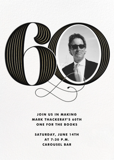 Pinstripe Numerals - 60th Birthday Invitation by Paperless Post