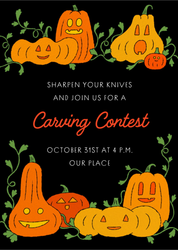 Pumpkin Carving - Halloween Invitation by Min Heo
